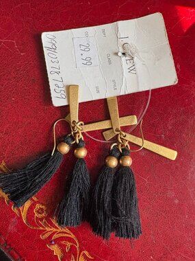 J. Crew Black Tassle earrings